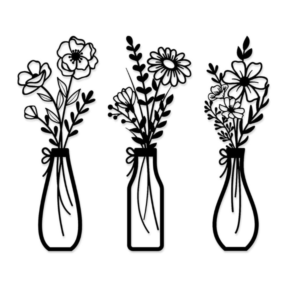 3 Pieces Metal Floral Art Flowers Wall Decor, Rustic Farmhouse Flower Wall new